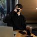 Teenage Collar Sweater Men's Autumn/Winter Warm Solid Color Long Sleeve Knitted Sweater Thread Clothes_viptrois.com