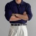 Men's Casual Knit Polo Shirt - Breathable Loose Fit Long Sleeve T-Shirt For Business & Daily Wear (Multiple Colors)_viptrois.com