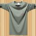 Thick Long Sleeve Men Spring Autumn New Round Neck Base Shirt Jacket T-Shirt Pure Cotton Men's Clothing Plus Size For_viptrois.com