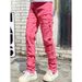 Men's Stretch Patchwork Jeans – Euro-American Slim Fit Denim Pants With Layered Design (Light Blue/Pink/Black/Khaki, Button Fly, Summer Casual)_viptrois.com