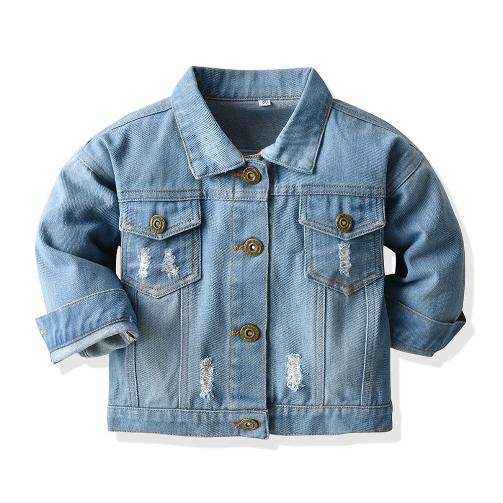 kid's clothing Children's denim jacket long sleeve red black check fake two-piece denim shirt_viptrois.com