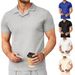 2024 Summer New Waffle V-neck Polo Shirt Lapel Cool Short-sleeved Men's Top Casual Fashion T-shirt_viptrois.com