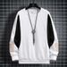 Men's Oversized Casual Sweatshirt Long Sleeve Round Neck Pullover Top With Patchwork Design For Spring Autumn Daily Wear_viptrois.com