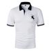 Men's Printed Polo Shirt - Short Sleeve Casual Tight Lapel Shirt, Breathable Polyester Fashion Top For Summer, Slim Fit (White) Sizes S-XXL_viptrois.com