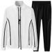 Men's Athletic Tracksuit Set – Breathable Polyester Zip-Up Hoodie & Joggers (L-7XL, Grey/Black/Red/White)_viptrois.com