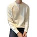 Men's Clothing Autumn And Winter New Style Henley Collar Long Sleeve Knit Sweater Men's Light Mature Business Slim Bottoming Shirt_viptrois.com