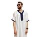 Men's Clothing New Middle East Morocco Dubai Saudi Arabia Clothing Striped Robe Mid Sleeve Embroidery_viptrois.com