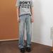 Men's Clothing High Street Cleanfit Old Ink Splashed Jeans For Men And Women Loose Straight Casual Niche Retro Pants Trend_viptrois.com