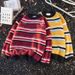 Autumn And Winter Warm Embroidered Striped Mink Fur Round Neck Sweater Pullover Knit Sweater_viptrois.com