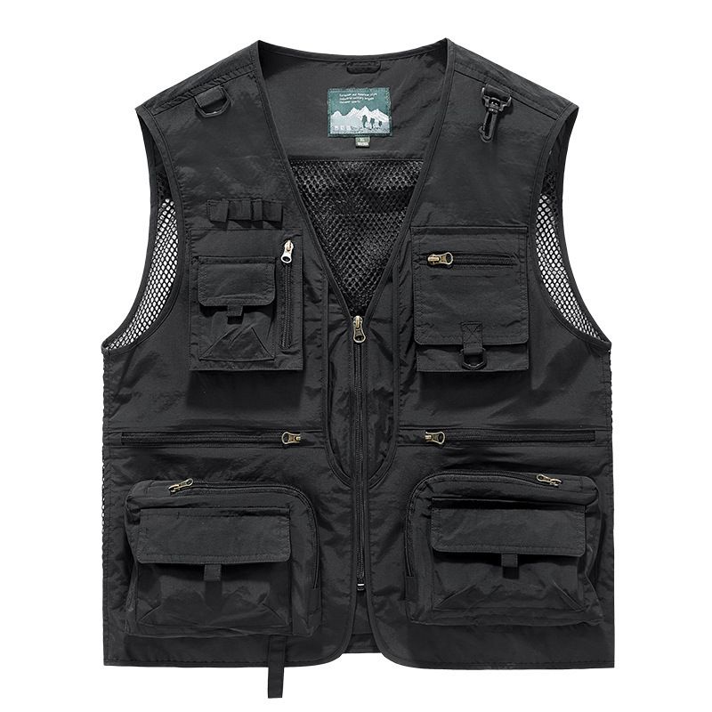 Men's Quick-Dry Mesh Vest With Multiple Pockets, Outdoor Fishing Photography Sleeveless Jacket, Plus Size (Up To 6XL)_viptrois.com