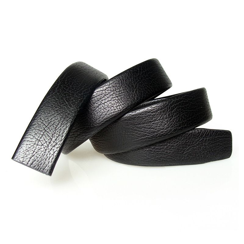 Men's Belts Buckleless Belt 3.6CM Men's Automatic Buckle Belt Two Layer Cowhide Transfer Film Leather Litchi Pattern Hemming Belt Strip_viptrois.com