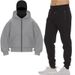 Men's Clothing DIY Light Board Autumn Ins New Hooded Sweater Suit Thin Velvet Jacket Men And Women Double Hat Autumn And Winter Couple Suit_viptrois.com