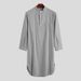 Muslim Pajamas, Long Sleeved Buttoned Solid Arab Shirt, Men's Robe_viptrois.com