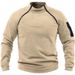 Men's Stand Collar Hooded Sweatshirt - Winter Fleece-Lined Tactical Pullover For Outdoor & Casual Wear (Black, Dark Grey, Army Green, Navy, Khaki)_viptrois.com