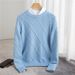 Men's Korean-Style Jacquard Sweater – Thickened Round Neck Pullover (Black/Khaki/Beige/Light Blue/Medium Gray, Sizes S-3XL_viptrois.com