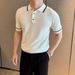 Men's Clothing Summer Short Sleeve Knitted Sweater For Men Ice Silk Collar Slim Fit Classic Business T-Shirt_viptrois.com