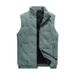 Men's Winter Quilted Vest, Lightweight Warm Work Jacket, Solid Color Stand Collar Sleeveless Coat, Plus Size Padded Vest For Outdoor Activities_viptrois.com