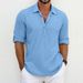 Men's Clothing European And American Men's Large Size Solid Color Lapel Shirt Home Leisure Fashion Sleeve Shirt Tops Cross Border Men's Tops_viptrois.com