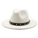New rivet decorated large brim jazz hat British style personality hat autumn and winter woolen hat western cowboy hat_viptrois.com