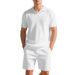 Men's Summer Waffle Knit Polo Shirt And Shorts Set - Breathable Casual Two-Piece Outfit For Relaxation & Travel_viptrois.com