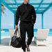Men's Heavyweight Jacquard Check Stand Collar Casual Pants Autumn Winter Outdoor Work Sweatshirt Set Loose Fit American Style_viptrois.com