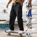 Men's Casual Pants Style Trendy American Multi Pocket Loose Fitting Sports Cargo Sweatpants_viptrois.com
