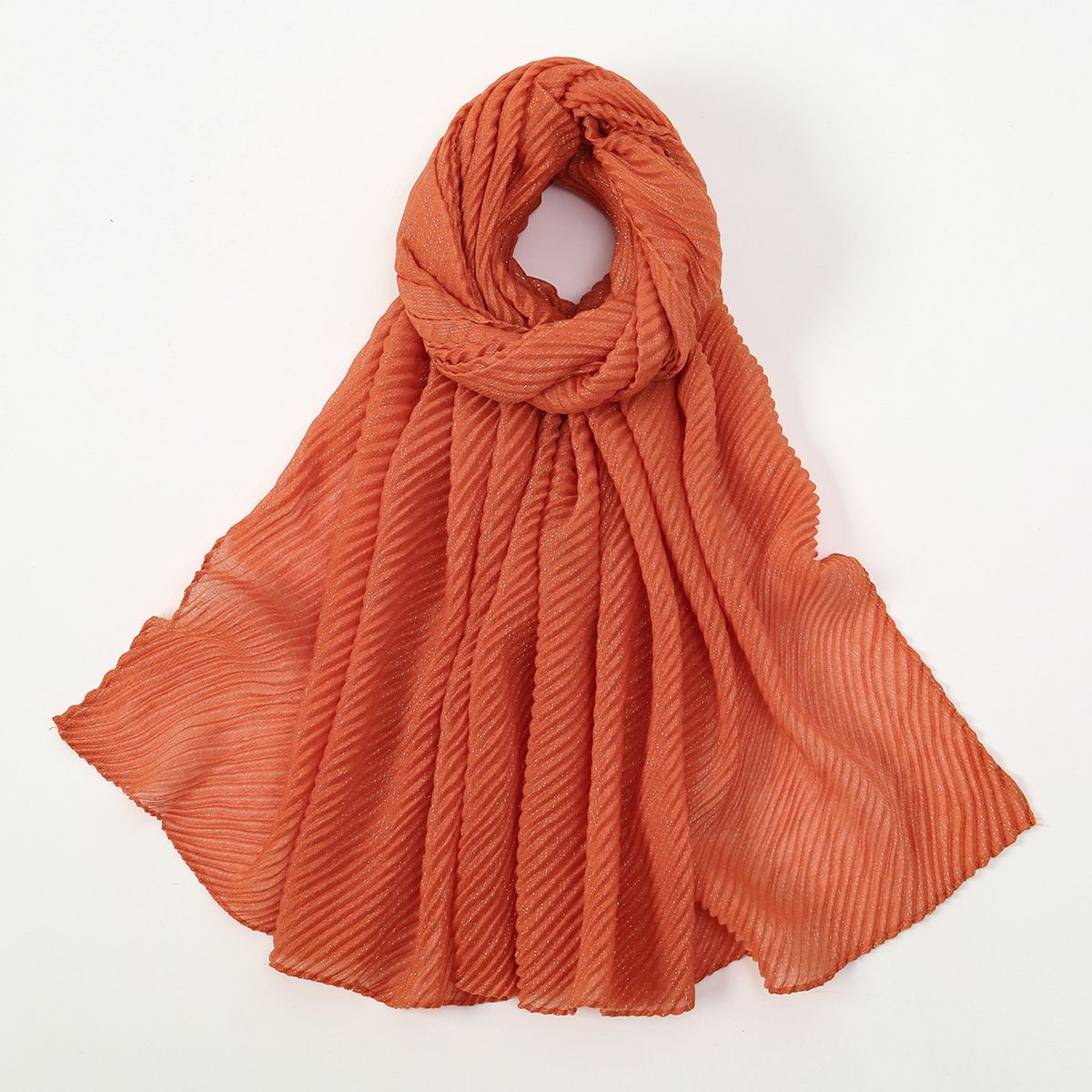 Women's Scarves New Solid Color Simple Silver Silk Wrinkled Long Scarf Elegant Ladies Retro Ethnic Headscarf Fashion Plain All Match Scarf_viptrois.com