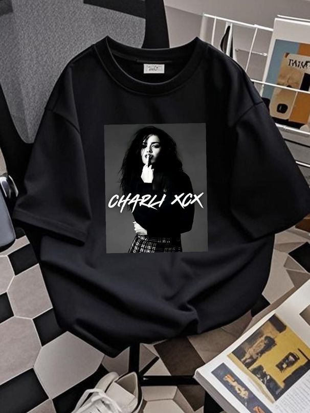 Charli XCX Aesthetic Vintage T Shirt Style Bootleg 90s Charlie Minimal Black Music RnB For Fans Homme Streetwear Summer Graphic Stylish Unisex_viptrois.com