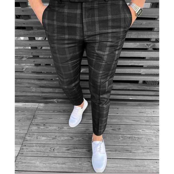Man's clothing Small plaid multi-striped business casual pants_viptrois.com