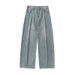Men's Clothing Loose Fitting Washed Jeans For Men, New Spring And Summer Styles, Side Split Design, Carrot Pants, American Retro Trousers_viptrois.com