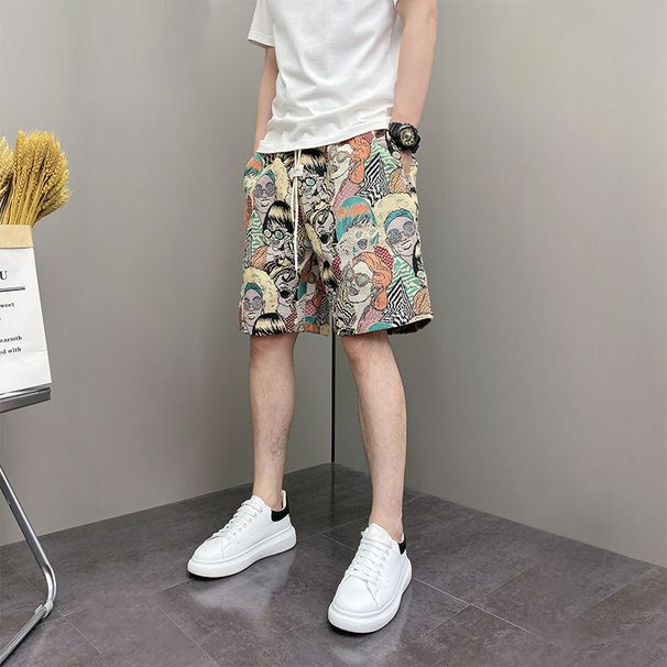 Men's Fashion Print Shorts Casual Loose Fit Beach Summer 5-Inch Inseam Unique Design Multiple Sizes_viptrois.com