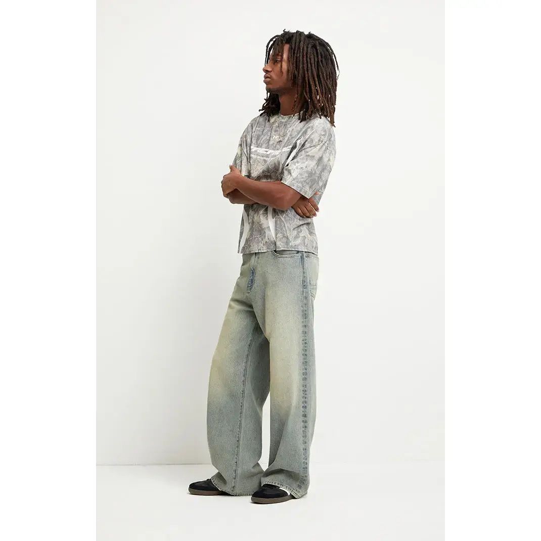 Men's Wide Leg Retro High Street Style Straight Loose Casual Trousers Light Color Fashion_viptrois.com