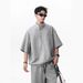 Henley Collar Short Sleeve Polo Shirt For Men Summer Trendy Outfit Handsome High-End Style Casual Two-Piece Set_viptrois.com