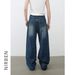 Men's Clothing Nirben Denim | American Ripped Jeans Men's High Street Retro Vibe Loose Trendy Straight Wide Leg Trousers_viptrois.com
