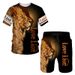 Fashion 3D Lion Print Men's Tracksuit 2-Piece Set Summer Outfit New T-Shirt Shorts_viptrois.com