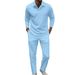 Men's Jacquard Polo & Trouser Set – Breathable Summer Linen-Blend Suit With Lapel Collar (White/Gray/Black, S-XXXL)_viptrois.com