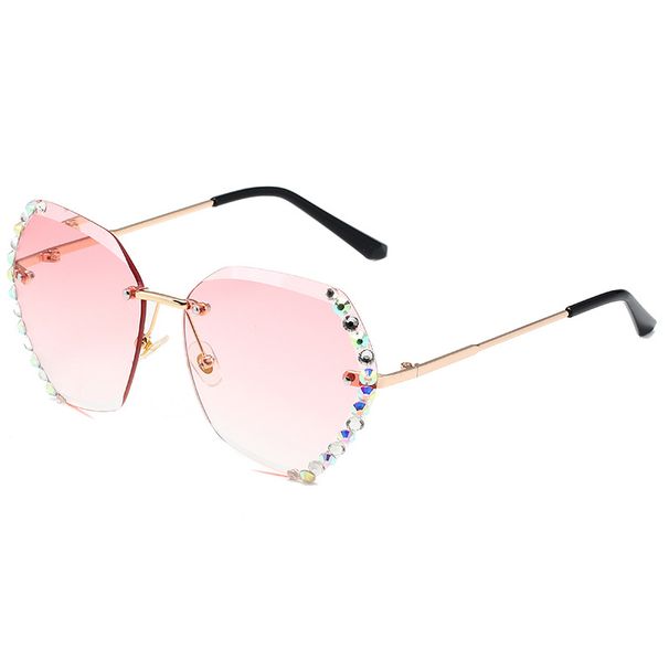 Women's Fashion Polygonal Sunglasses - Frameless Diamond Lens With Ocean Gradient Color (Trendy Personality Style)_viptrois.com