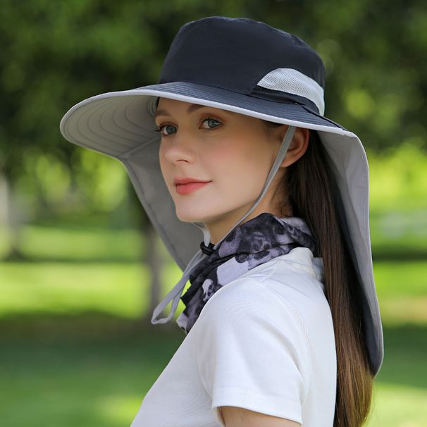 Women's Summer Sun Hat With Detachable Cape & Ponytail Opening - Wide Brim UPF 50+ UV Protection For Outdoor Travel_viptrois.com