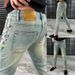 Men's Light Colored Painted Style European Jeans High Quality Stylish Versatile Comfortable Simple Fashionable Trendy Long Pants_viptrois.com
