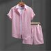 Men's Clothing Casual Shirt Short Sleeved Beach Pants Suit_viptrois.com