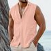 Men's Clothing Summer Sleeveless Shirt Vest - Cotton Linen Blend With Lapel Collar Casual Thin Shirt For Hot Weather_viptrois.com