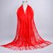 Muslim headscarf Muslim Scarf Cover Solid Color Lace Hollowed Fringed Silk Scarf Women's Long Scarf Shawl_viptrois.com