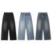 "Men's Vintage Washed Straight-Leg Jeans – Korean Streetwear Loose Fit Denim Pants (S-XXXL, Light Blue/Black/Vintage Wash)"_viptrois.com