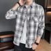 Trendy Plaid Shirt Men's Long Sleeved Loose Casual Jacket Teenagers Men's Top Trendy_viptrois.com