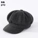 Solid Color Woolen Newsboy Cap For Women Autumn Winter Thickened Warm Beret Painter Hat_viptrois.com