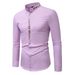 Men's Embroidered Casual Shirt – Long Sleeve Stand Collar Button-Up Shirt | Breathable Cotton Blend For Spring & Fall_viptrois.com