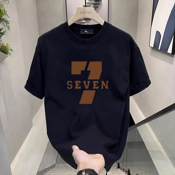 Men's Clothing Short Sleeved Ins Pure Cotton Summer New Men's Printed T Shirt Trendy Men And Women All Match Round Neck T Shirt Men_viptrois.com