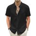 Lightweight Hawaiian Cotton Linen Breathable Short Sleeve Shirts Vacation Beach Casual Summer Men's Tops With Pocket_viptrois.com