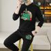 Embroidered casual sweatshirt set with men's trendy brand 2023 autumn new men's sports two-piece set_viptrois.com