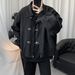 Dark Style Niche Color-Block Patchwork Jacket For Men With Metal Buckle Design, Korean Version, High-End Feel, Cool_viptrois.com